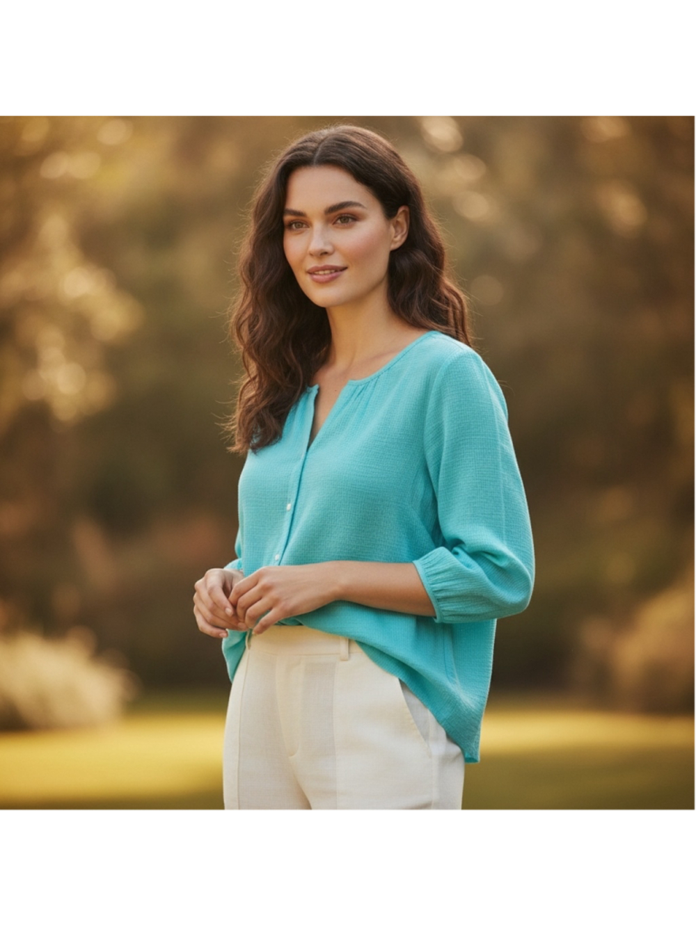 Tommy Bahama Lana Bay Gauze Top in the vibrant "Blue Radiance" Size M